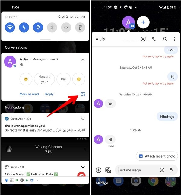 Google Messages Enable Bubbles Chat