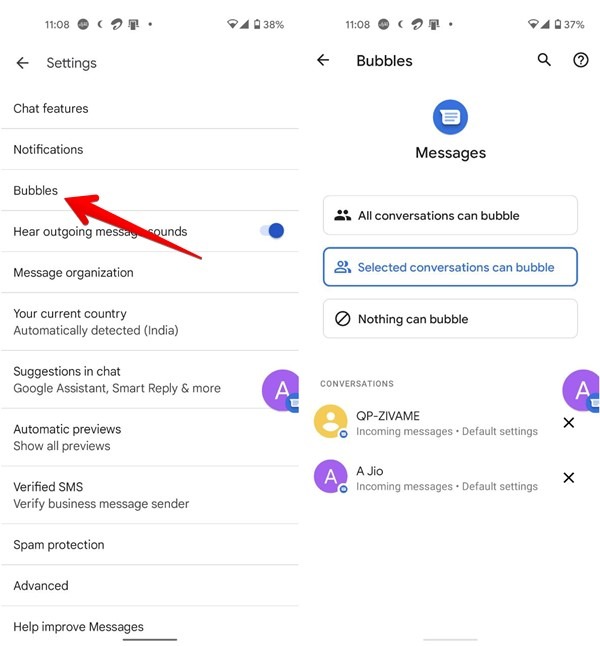 Google Messages Enable Bubbles