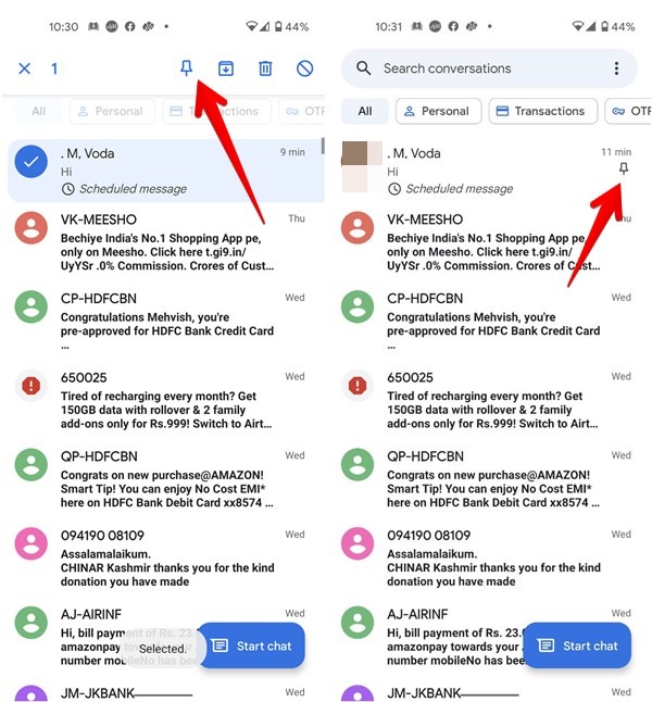 Google Messages Pin Messages