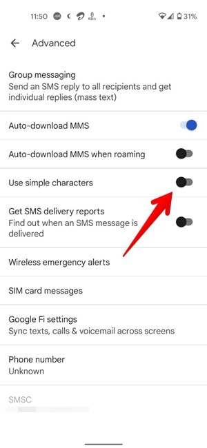 Google Messages Use Simple Characters