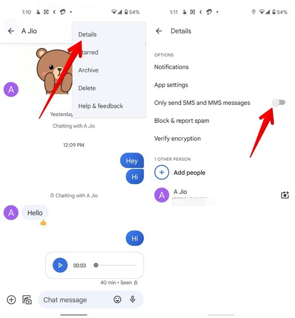 Rcs Messages Turn Off Contact
