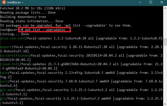 Wsl Install Apt List Upgradable
