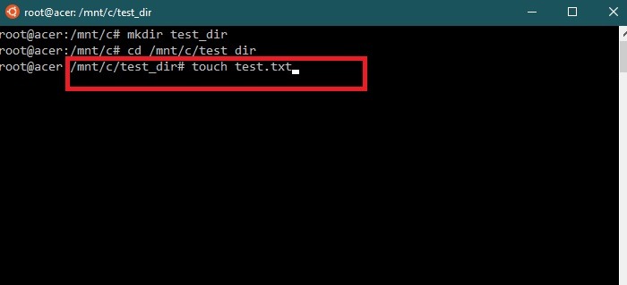 Wsl Install Create Directory File Created