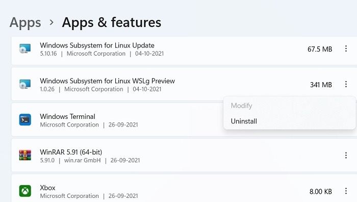 Wsl Install Uninstall Wsl Preview App Gui