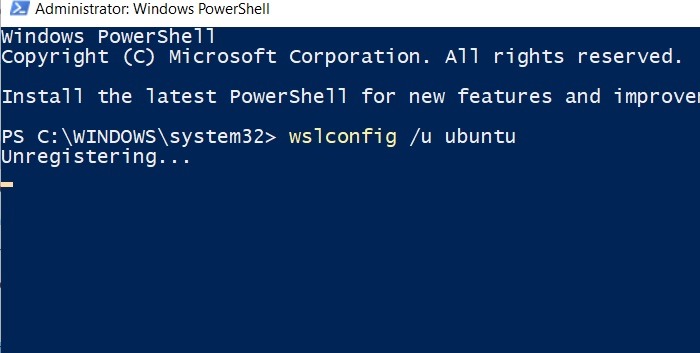 Wsl Uninstall Unregister Ubuntu