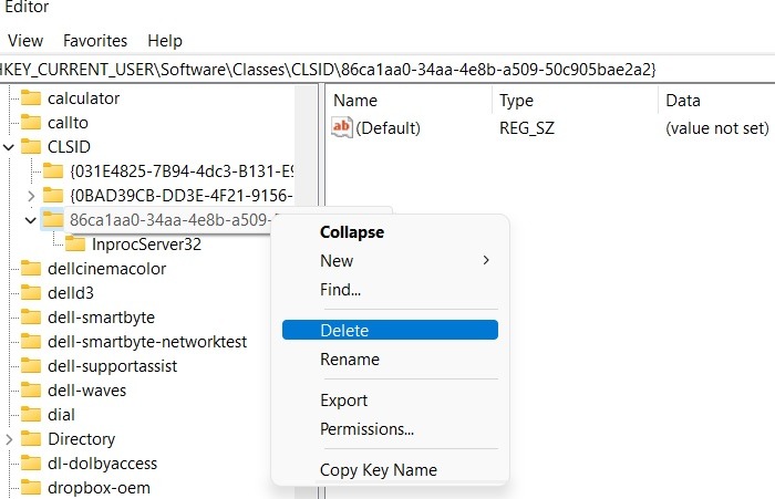 Win11 Context Menus Regedit Clsid Key Deleted