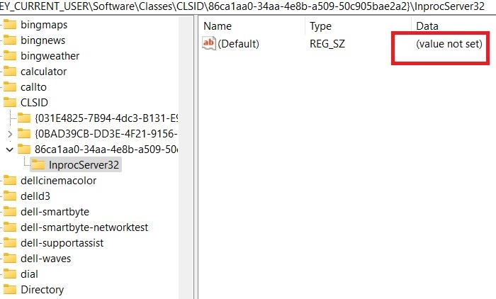 Win11 Context Menus Regedit Inprocserver32 Value Set