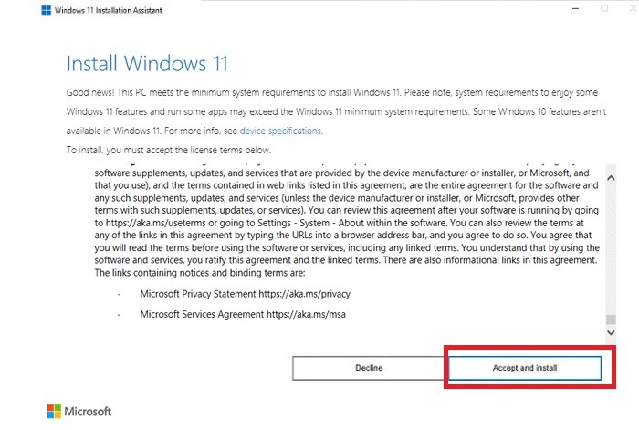 Windows11 Install Installation Assistant Agreement