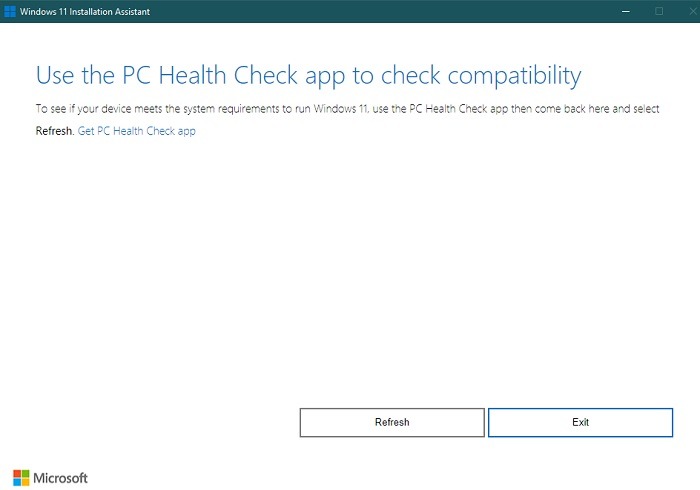 Windows11 Install Installation Assistant Compatibility