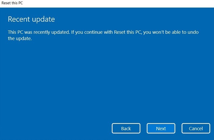 Windows11 Stuck Search Reset No Undo Update