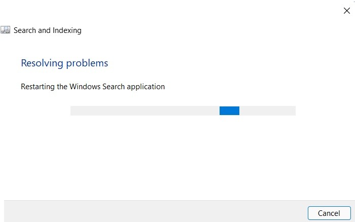 Windows11 Stuck Search Resolving Problems