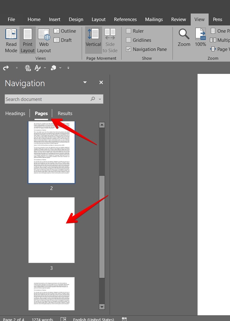 Word Delete Page Blank Navigation