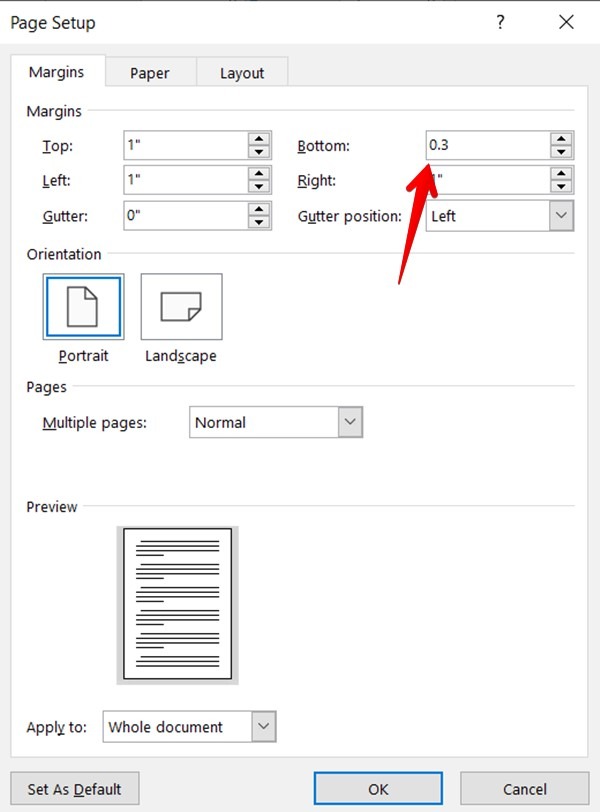 Word Delete Page Layout Margin Small