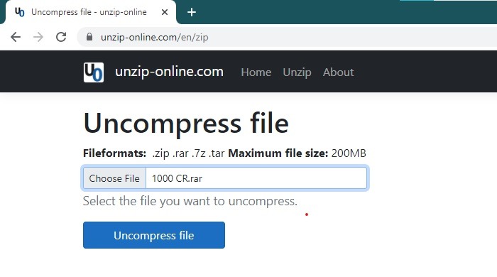 Zip Rar Google Drive Unzip Online Mainscreen