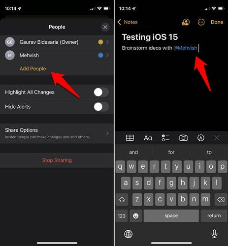Apple Note Share Note