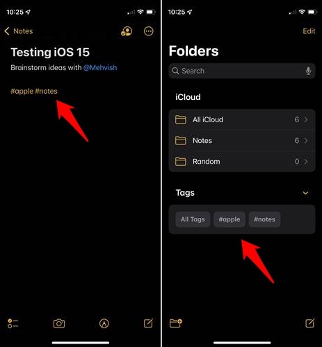 Apple Notes Tagging Function