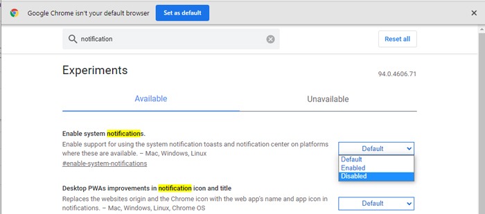 Best Chrome Flags Disable System Notifications