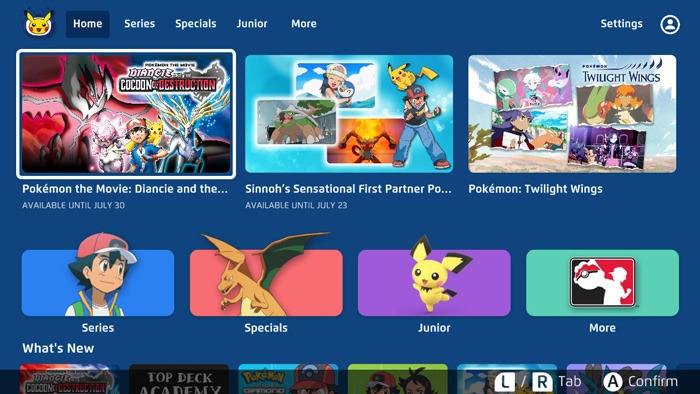 Pokemon TV app on Nintendo Switch