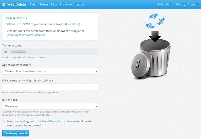Delete Anything Twitter Account Tweetdelete Logged
