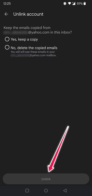 How To Read Yahoo Mail Any Email App Gmail App Unlink Button