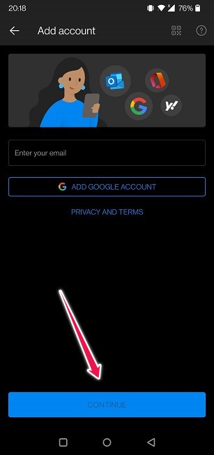 How To Read Yahoo Mail Any Email App Outlook Mobile Continue Process 1