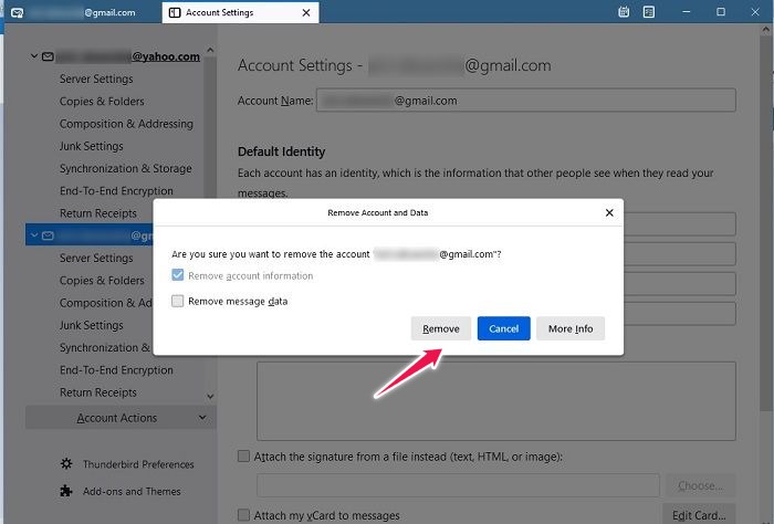 How To Read Yahoo Mail Any Email App Thunderbird Account Remove Account