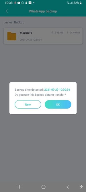 Icarefone Transfer Whatsapp Backup Create