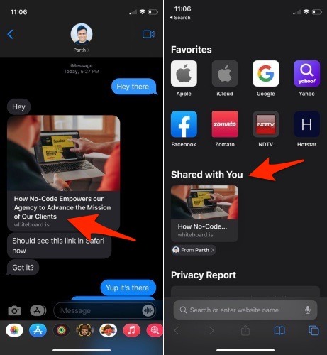 Iphone Share With Me Safari Link