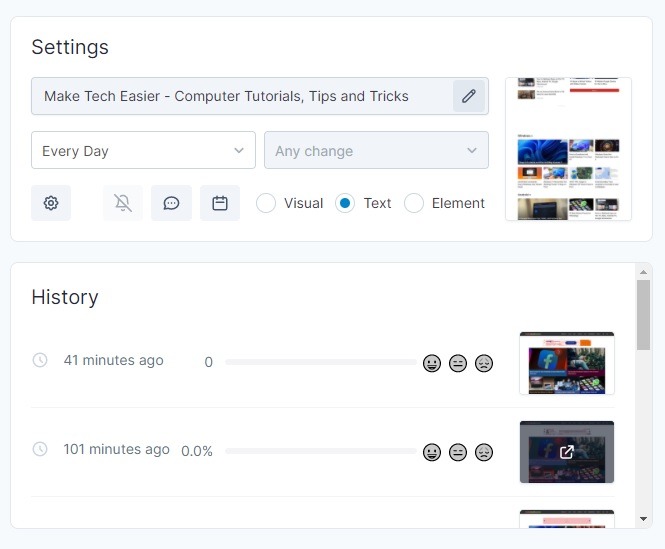 Visualping Review History