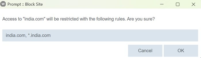 Block Websites Edge Confirm