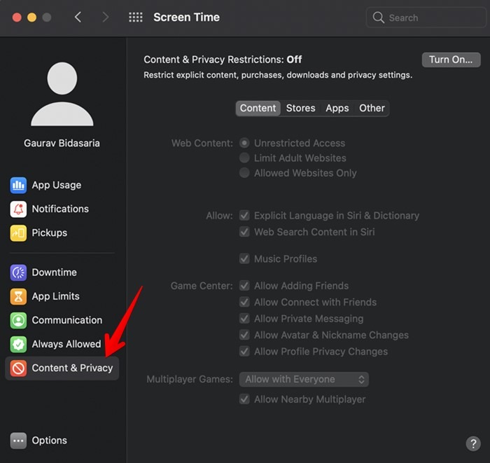 Block Websites Mac System Content & Privacy