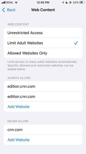 Block Websites Ios Restrict