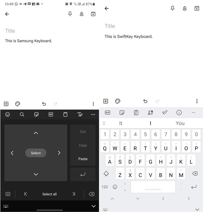 Gboard Vs Swiftkey Vs Samsung Keyboard Text Editing