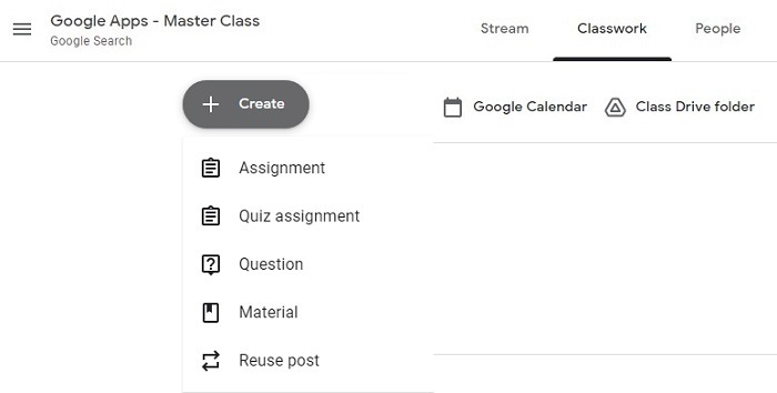 Google Classroom Classwork Tab