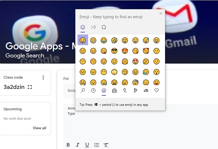Google Classroom Windows Emoji