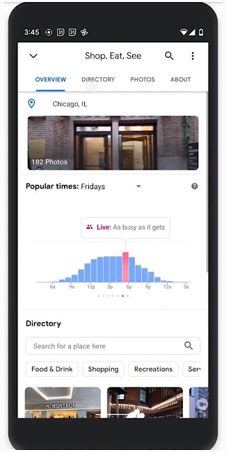 Google Maps Black Friday Busyness