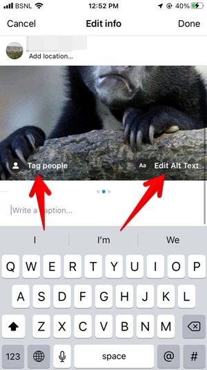 Instagram Delete Edit Photo