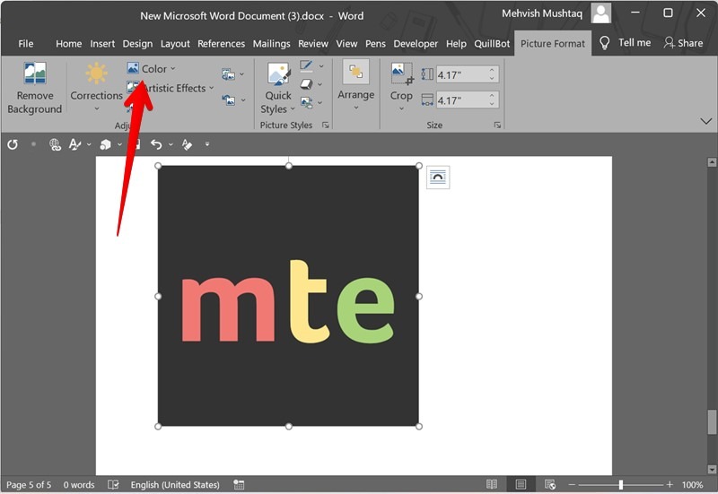 Make Image Transparent Background Word Color