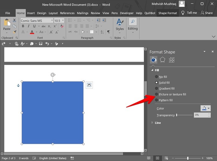 Make Image Transparent Opacity Word Shape Add Image