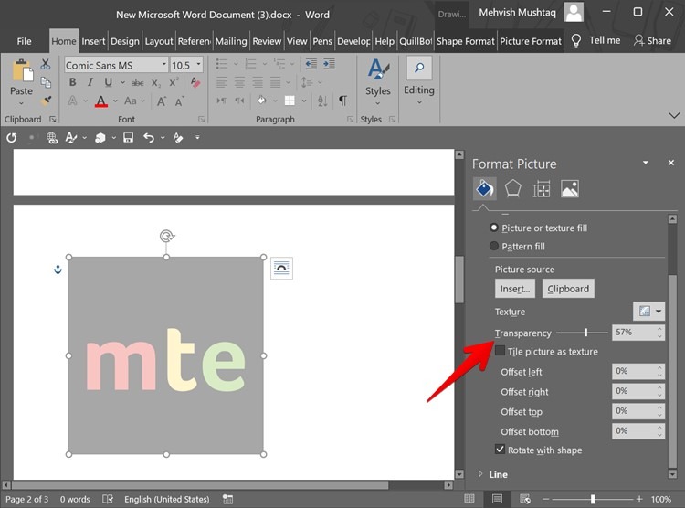 Make Image Transparent Opacity Word Shape Transparent