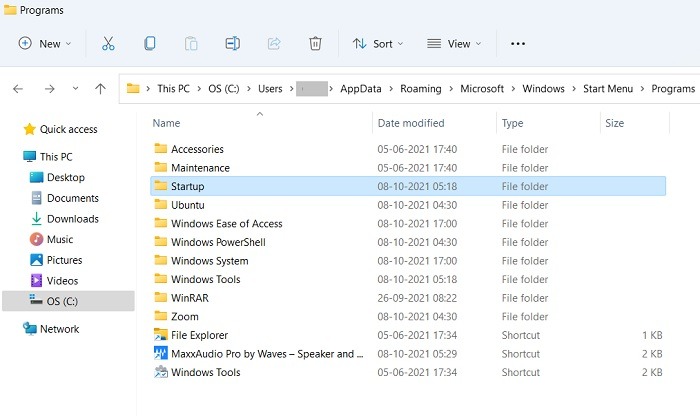 Start Up Folder Win11 Location File Explorer