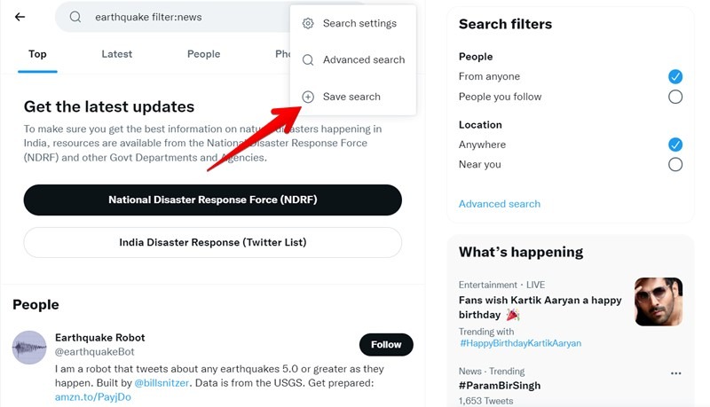 Twitter Search Save Pc