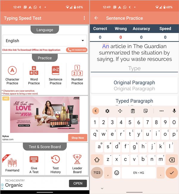 Typing Apps Android Speed