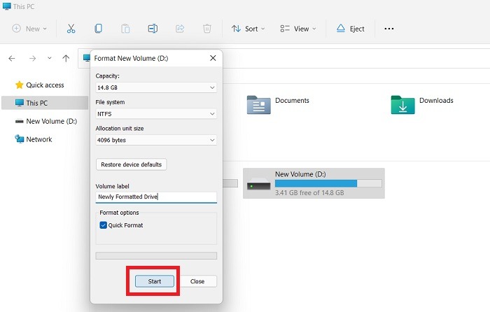 Windows11 10 Parameter Is Incorrect Format Start