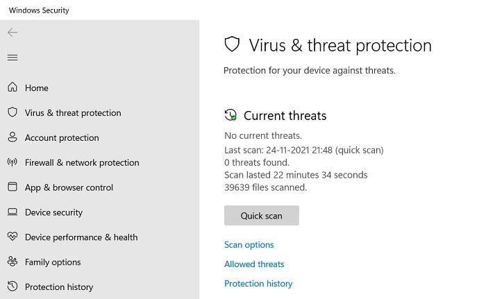 Windows11 10 Parameter Is Incorrect Virus Quick Scan