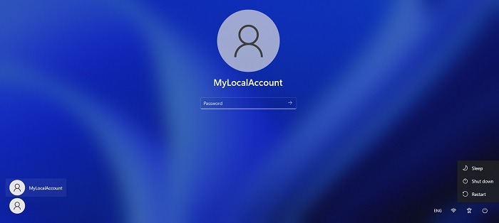 Logging out of local account on Windows.