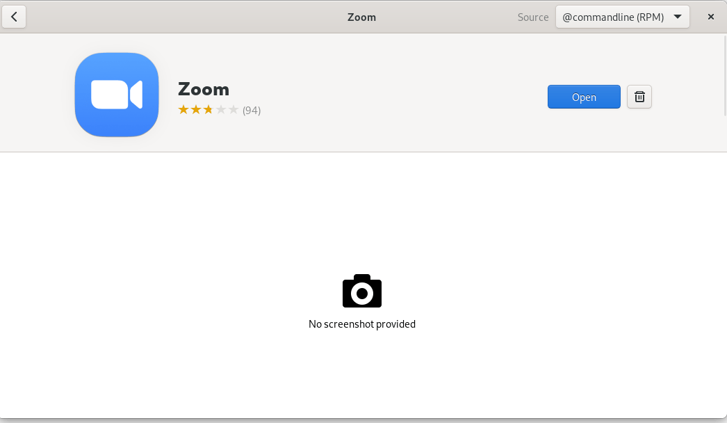 Zoom Fedora Install Open