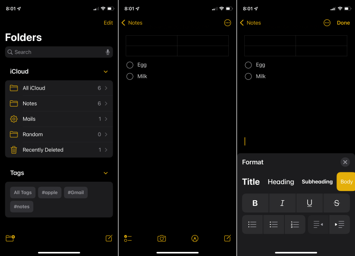 Apple Notes Formatting Menu Ios 15