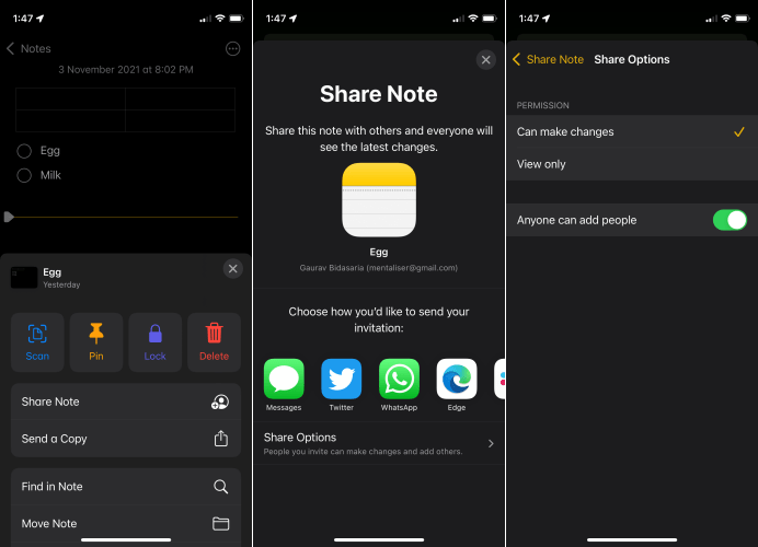 Apple Notes Share Menu Ios 15