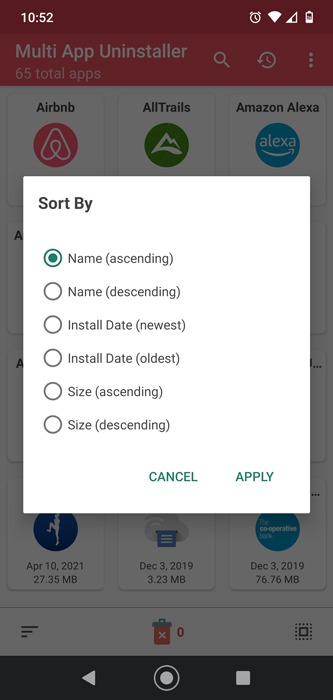 Batch Uninstall Apps Android Sort